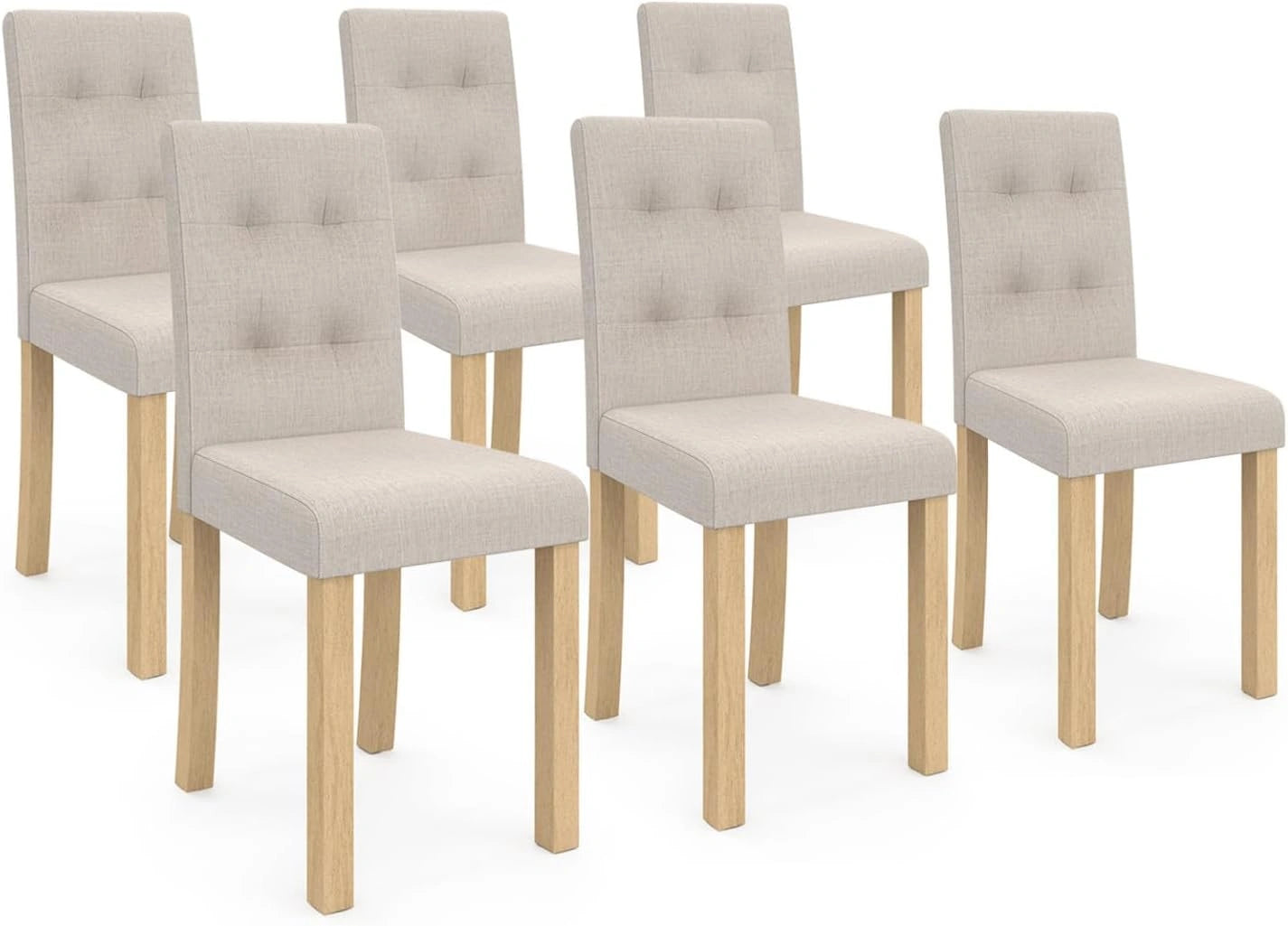 IDMarket - Ensemble de 6 chaises capitonnées beiges pour salle à manger POLGA