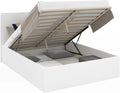 Lit Coffre Double Seaside 140x190 cm avec Tête de Lit et Sommier - Blanc