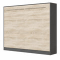 Lit escamotable horizontal 140x200 cm couleur anthracite et chêne
