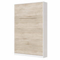 Lit escamotable vertical 140x200cm en blanc et chêne sonoma, pratique et gain de place