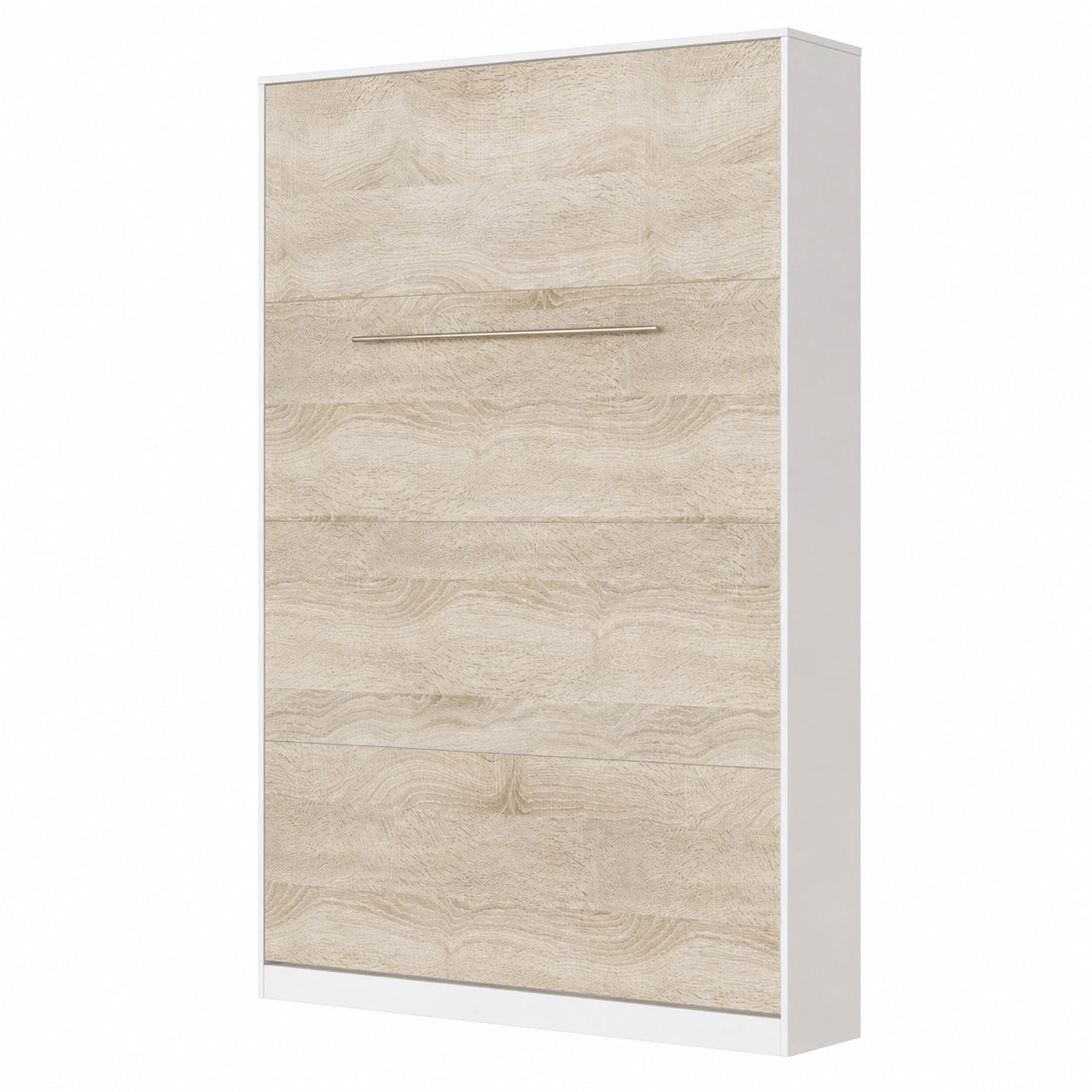 Lit escamotable vertical 140x200cm en blanc et chêne sonoma, pratique et gain de place