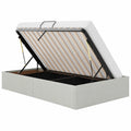 Cadre de lit simple avec rangement intégré en velours gris