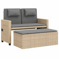Banc de jardin polyvalent avec dossier ajustable et étagères latérales