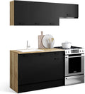 Ensemble de Cuisine Moderne 180 cm avec Plan de Travail Bois et Noir