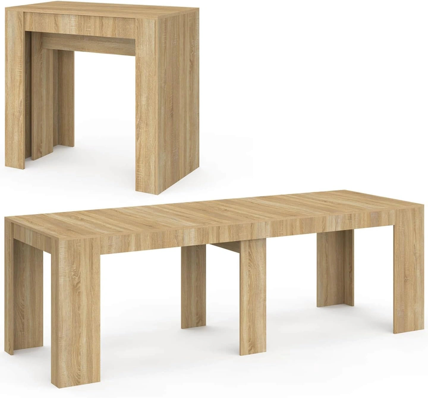 IDMarket - Table Console Extensible Orlando 10 Personnes 235 cm Bois Hêtre