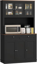 Buffet de Cuisine HOMCOM avec Portes en Verre et Tiroirs 100x40x180cm Noir