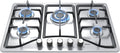 IsEasy Plaque de Cuisson 5 Feux Inox Encastrable pour Gaz de Ville et Bouteille