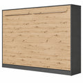 Lit escamotable horizontal 120x200 cm anthracite/chêne sauvage