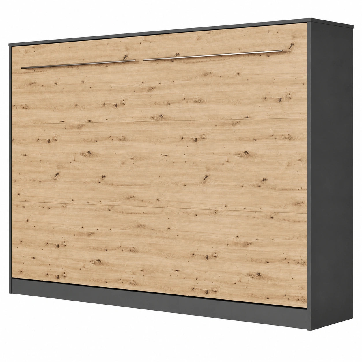 Lit escamotable horizontal 120x200 cm anthracite/chêne sauvage
