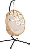 IDMarket - Chaise Hamac Oeuf en Résine Tressée avec Coussin Crème