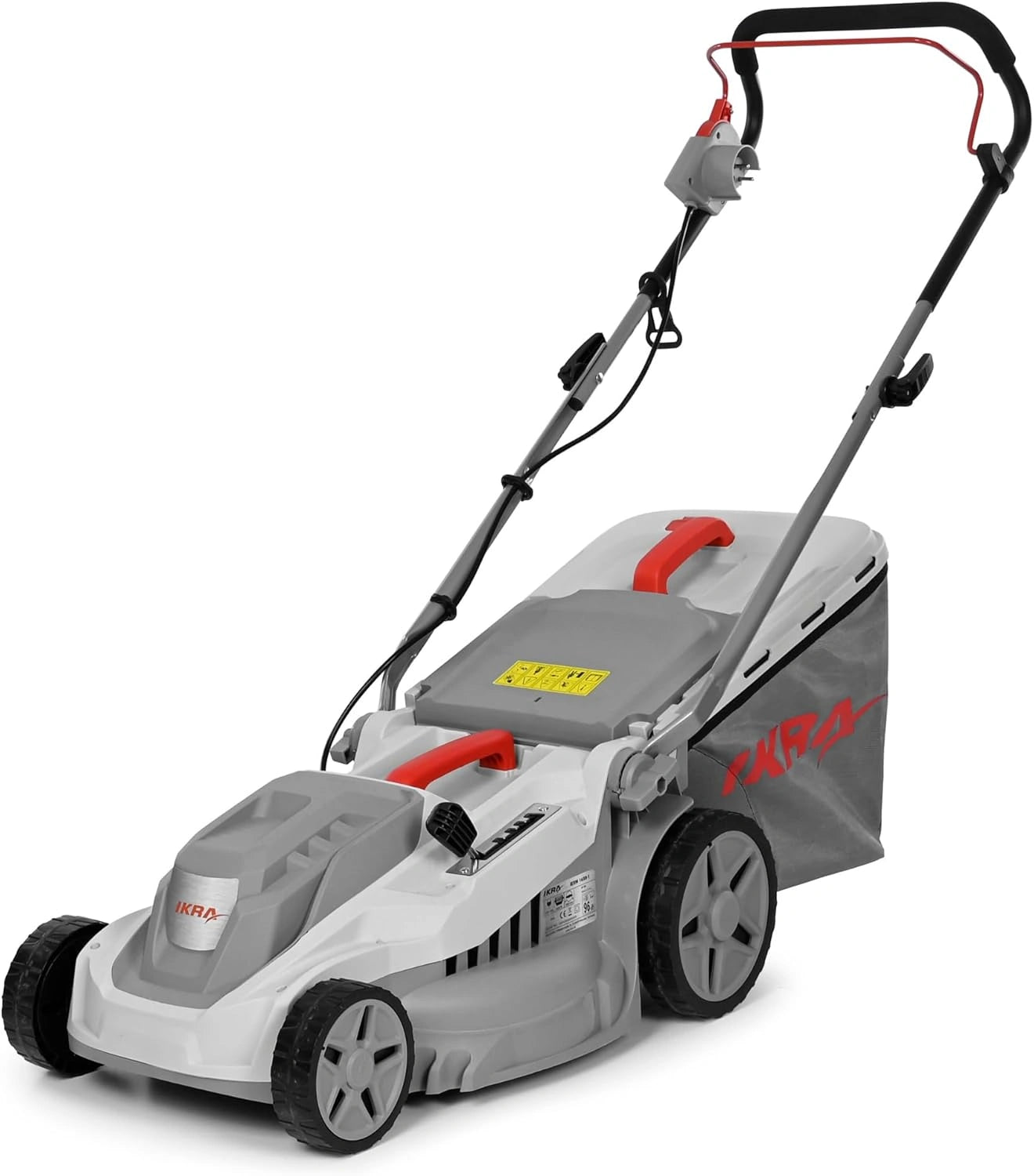 Tondeuse Électrique 1600W IKRA, Largeur 38 cm, Réglable en Hauteur, Sac 42L