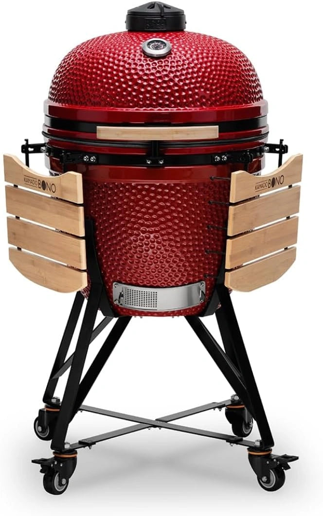 Barbecue en Céramique XXL Kamado BONO avec Accessoires, Rouge