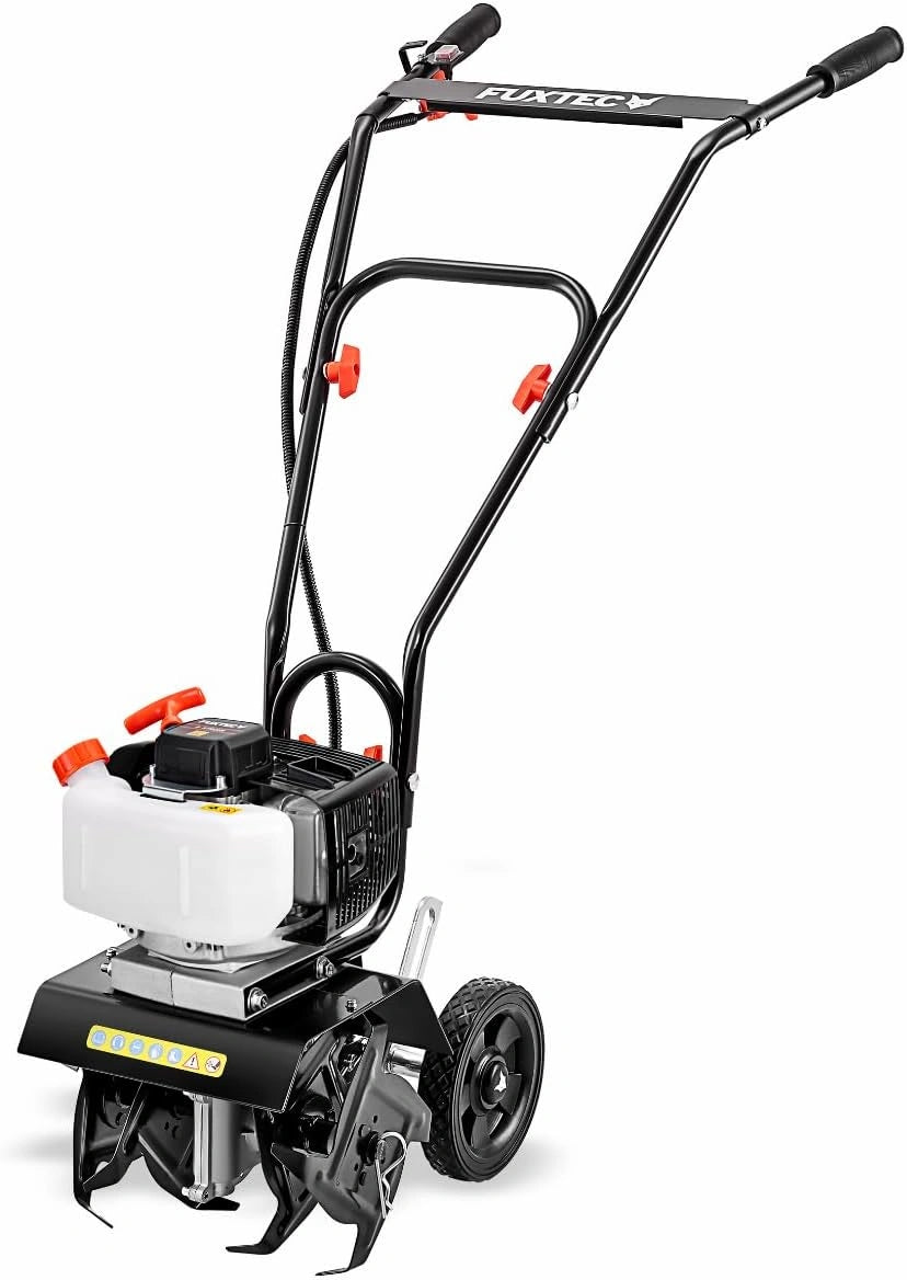 FUXTEC Cultivateur Thermique FX-AF152 - Moteur 51,6cc - Largeur 23 cm - Profondeur 7 cm - Fraises Étoilées - Léger et Facile à Manipuler - Poignée Confortable