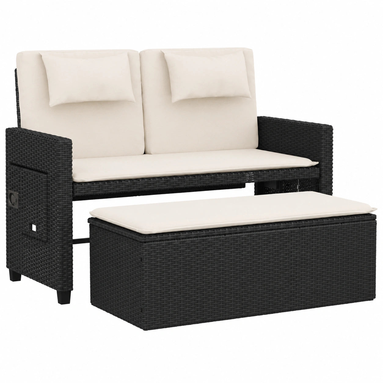 Banc d'extérieur multifonction pliable noir