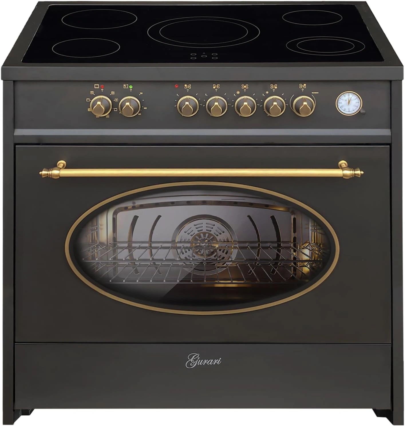 Gurari Cuisinière Électrique Retro 90 cm avec Four 121L et Plaque 5 Zones