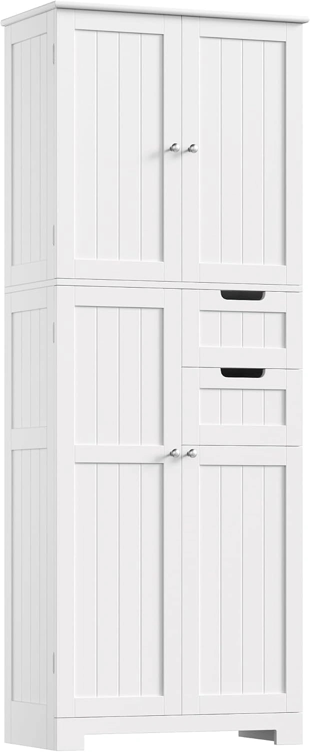 Armoire de Salle de Bain Blanche avec Tiroirs, 164,5x60x30cm