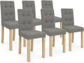 Chaises de Salle à Manger Gris Capitonnées en Lot de 6 - POLGA par IDMarket