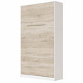Lit Vertical Escamotable 120x200 cm en Blanc et Chêne Sonoma