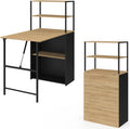 IDMarket - Bureau pliable avec étagères, plateau rabattable en bois de hêtre et noir
