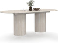 Table à Manger Ovale Extensible Juliette 6-10 Personnes - Pieds Cylindriques et Plateau Effet Travertin