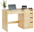 Bureau Scandinave en Pin Massif avec 5 Tiroirs, Design Épuré