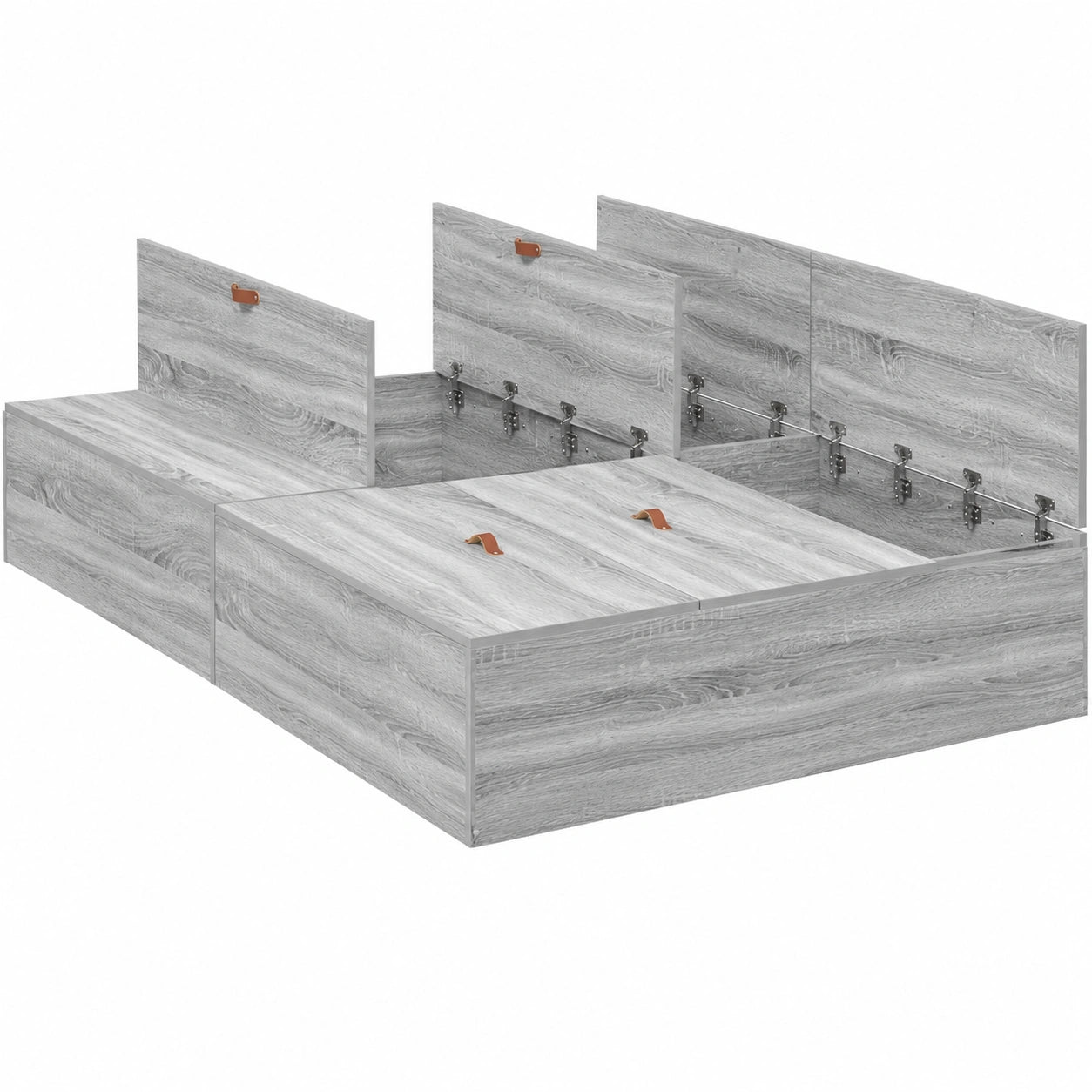 Lit fonctionnel avec rangement 120 x 190 cm en bois gris