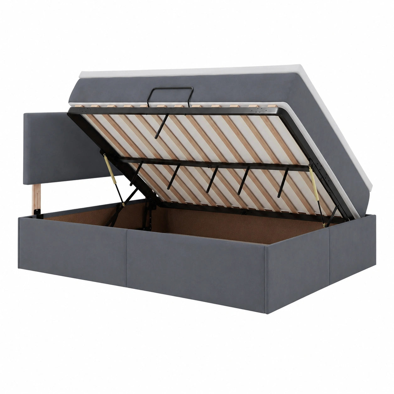 Lit avec Coffre et Matelas, Velours Gris