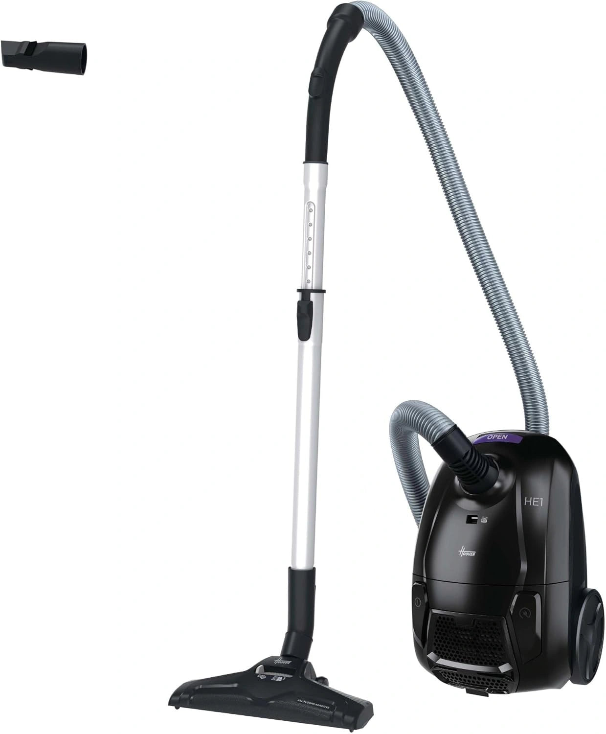 Aspirateur Traîneau Hoover HE1 700W avec Sac, Léger et Haute Performance, Brosse Multi-Surfaces, Filtre EPA Lavable, Capacité 2,5L, Accessoires 2-en-1, Vidage Facile