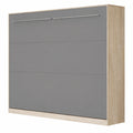 Lit escamotable horizontal 140x200cm en chêne et anthracite