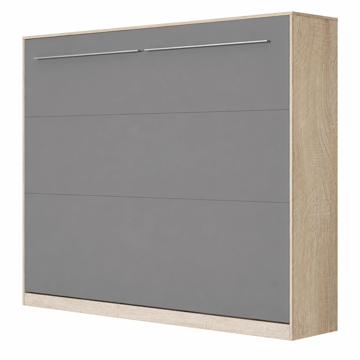 Lit escamotable horizontal 140x200cm en chêne et anthracite