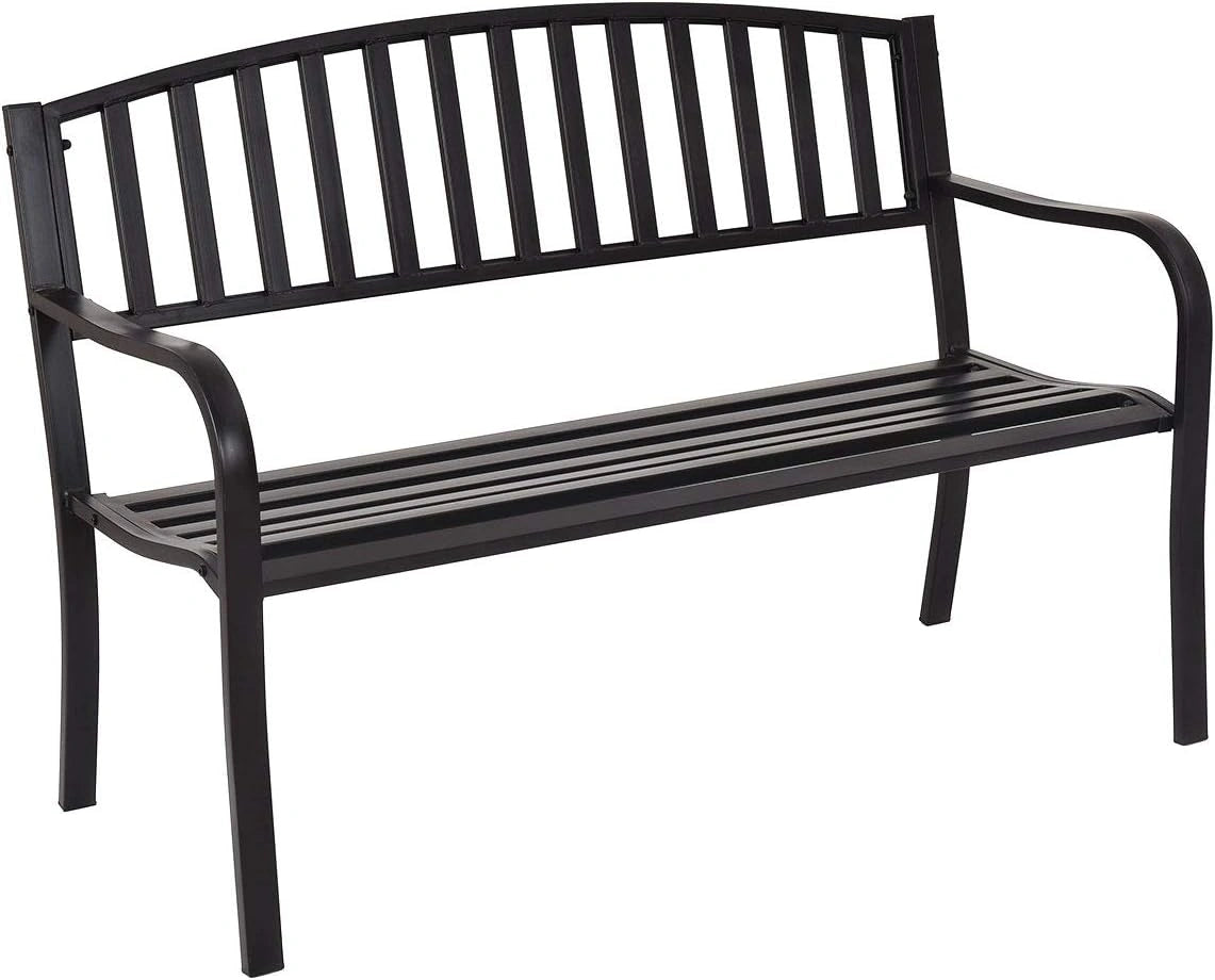 Banc de Jardin en Métal Antirouille pour 2 Personnes avec Dossier et Accoudoirs - Capacité 240 kg