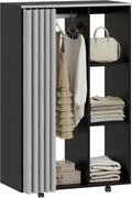 Armoire Penderie Mobile avec Tringle et Étagères, 80x40x128 cm, Noir