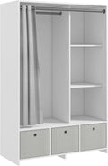 Dressing HOMCOM avec Rideau et Rangement Amovible, 105x48x160 cm, Blanc