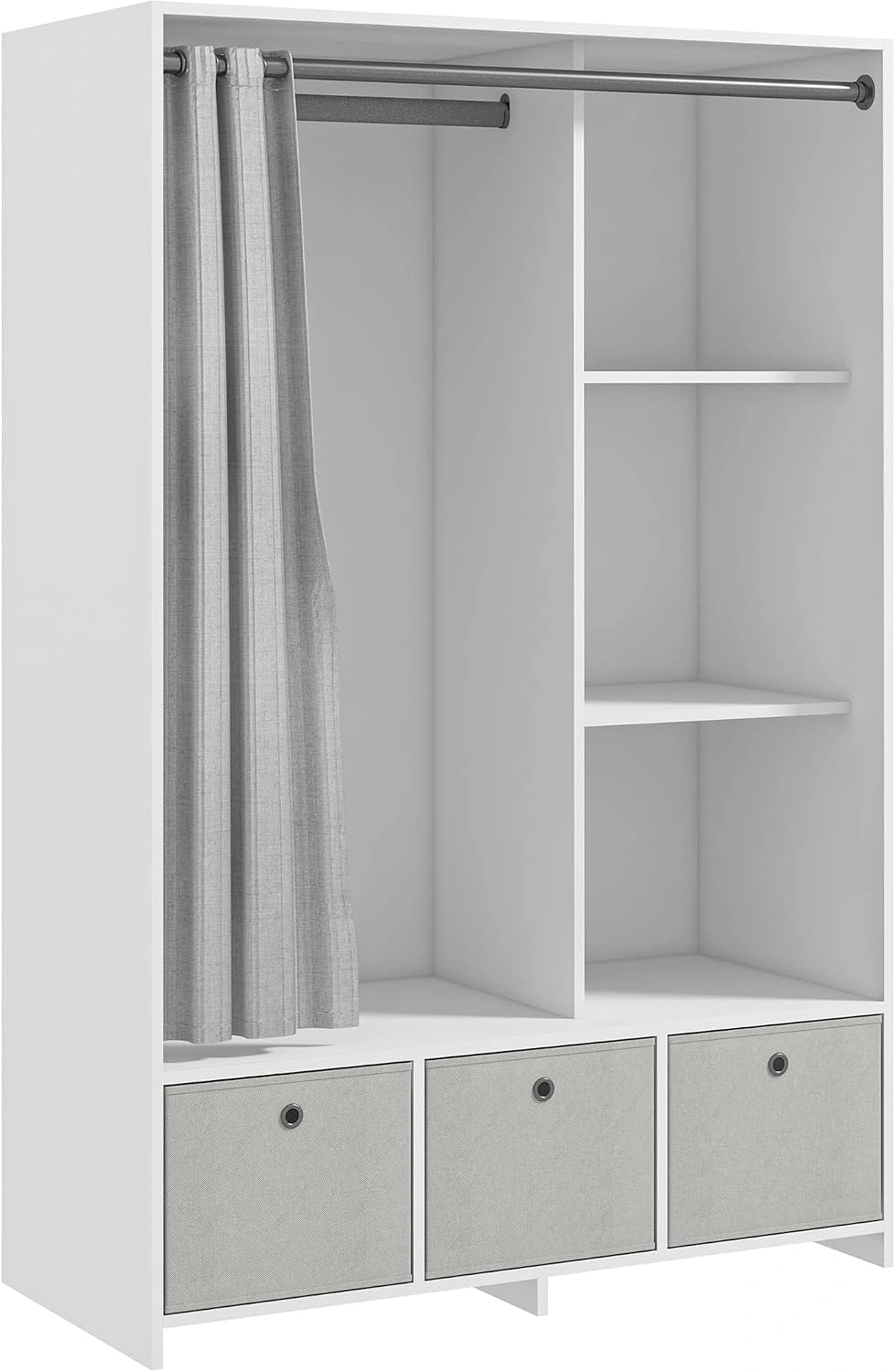 Dressing HOMCOM avec Rideau et Rangement Amovible, 105x48x160 cm, Blanc