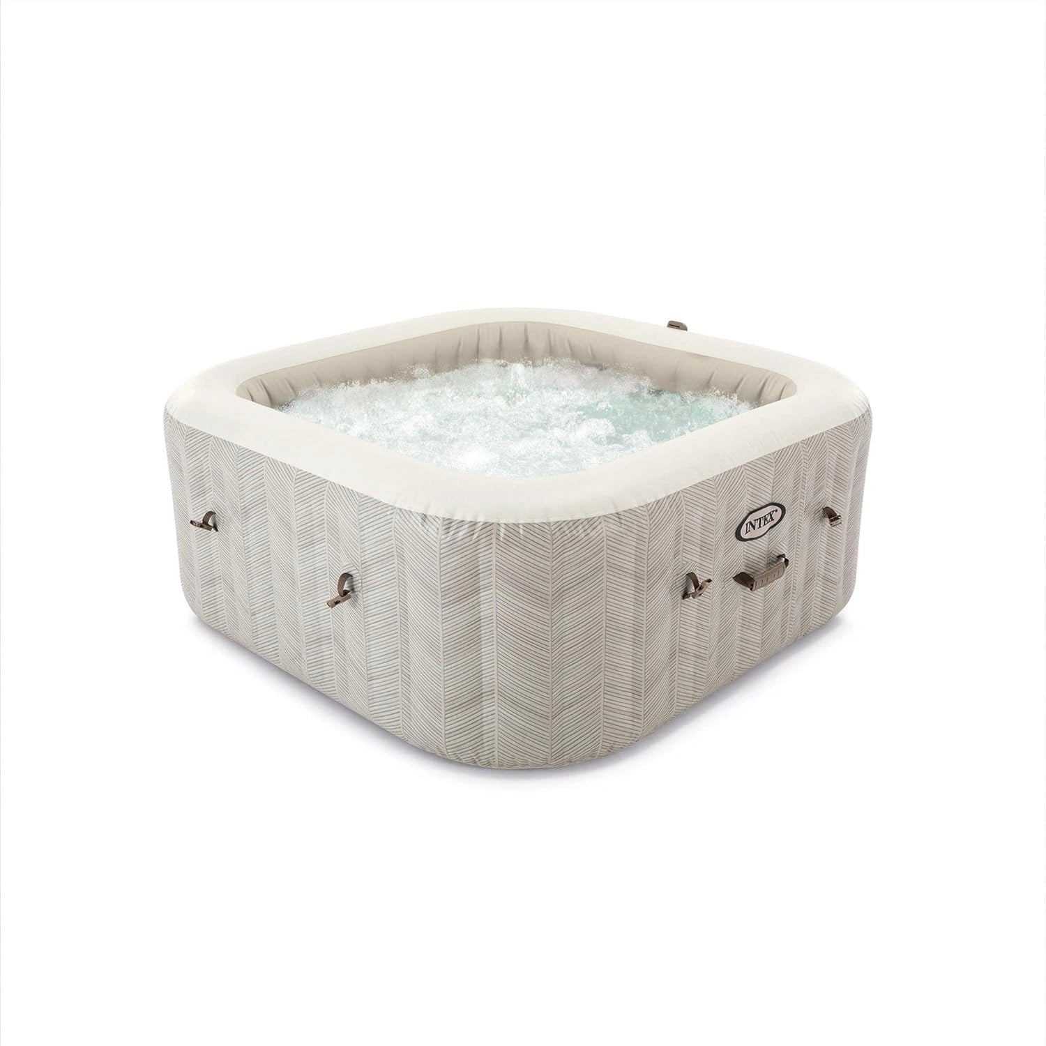 Spa Gonflable Carré Chevron Deluxe 4 Places avec Chauffage 2200W et Bulles d'Air Chaud