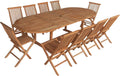 Salon de Jardin en Teck Extensible 10 Places - Table Ovale Lombok