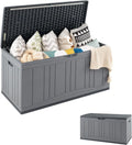 Coffre de Rangement Extérieur 300L Étanche avec Couvercle Verrouillable, Double Levier pour Outils et Coussins, Charge 150 kg, 114x55x60,5 cm (Gris)