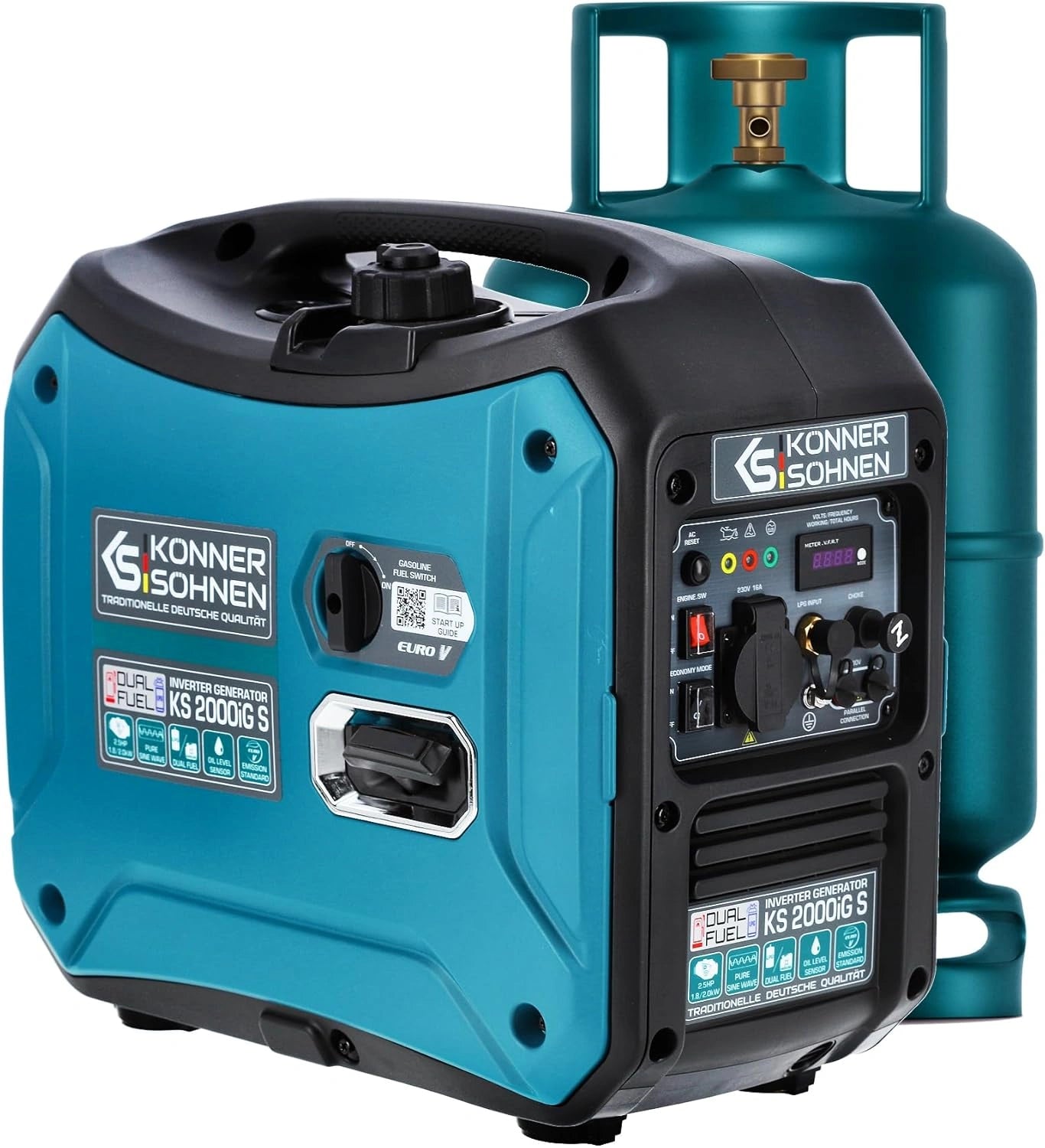Générateur Inverter Silence K&S 2000iG S, 2000W, Essence/Gaz, Prise 230V, USB, Écran LED, Mode Économique, Euro V