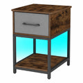 Table de chevet étroite avec LED et prise intégrée
