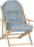 HOMCOM Fauteuil Relax Pliable et Inclinable en Bois avec Coussin Épais - Gris Clair