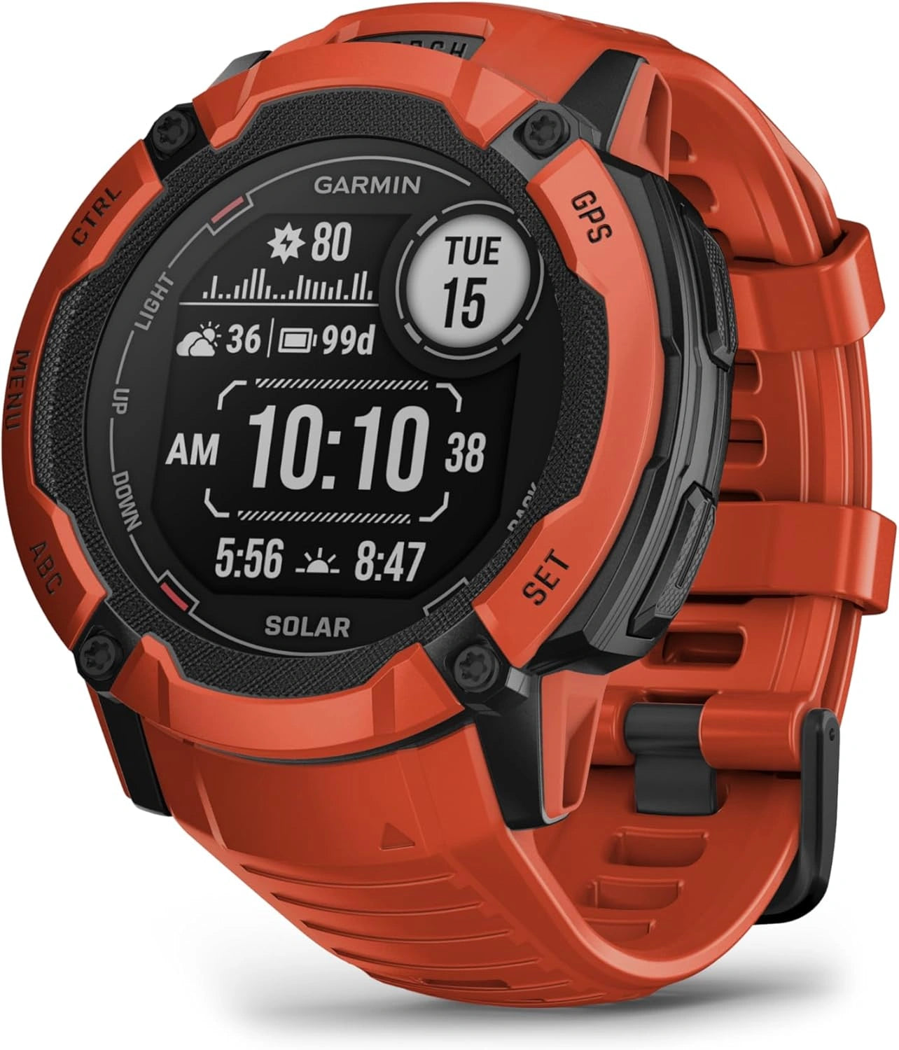 Garmin Instinct 2X Solaire, Montre GPS Connectée Robuste 50 mm - Rouge Flamme