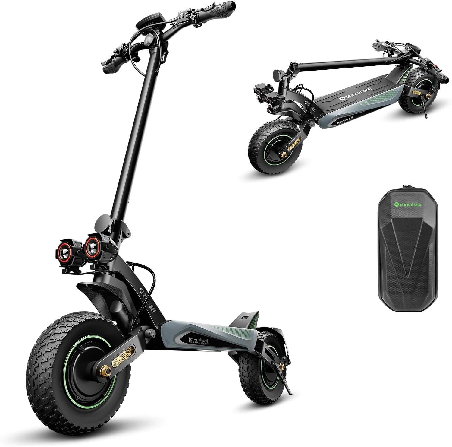 Trottinette Électrique Puissante pour Adultes isinwheel GT4, Moteur 2x1200W, Batterie 58.8V 18.2Ah, Autonomie jusqu'à 80KM, Double Suspension, Application Intégrée, Éclairage à LED, Charge Maximale 150KG