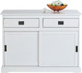 Buffet en Bois Massif Blanc avec Tiroirs et Portes Coulissantes - Savona 110 cm