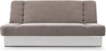 Sofa-lit 3 places avec rangement en tissu Beige et Blanc