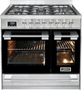 Kaiser HGE 93201 R Cuisinière Inox Haute Qualité avec Double Four Électrique, 115 L, 90 cm, 8 Programmes, 5 Brûleurs Gaz pour WOK
