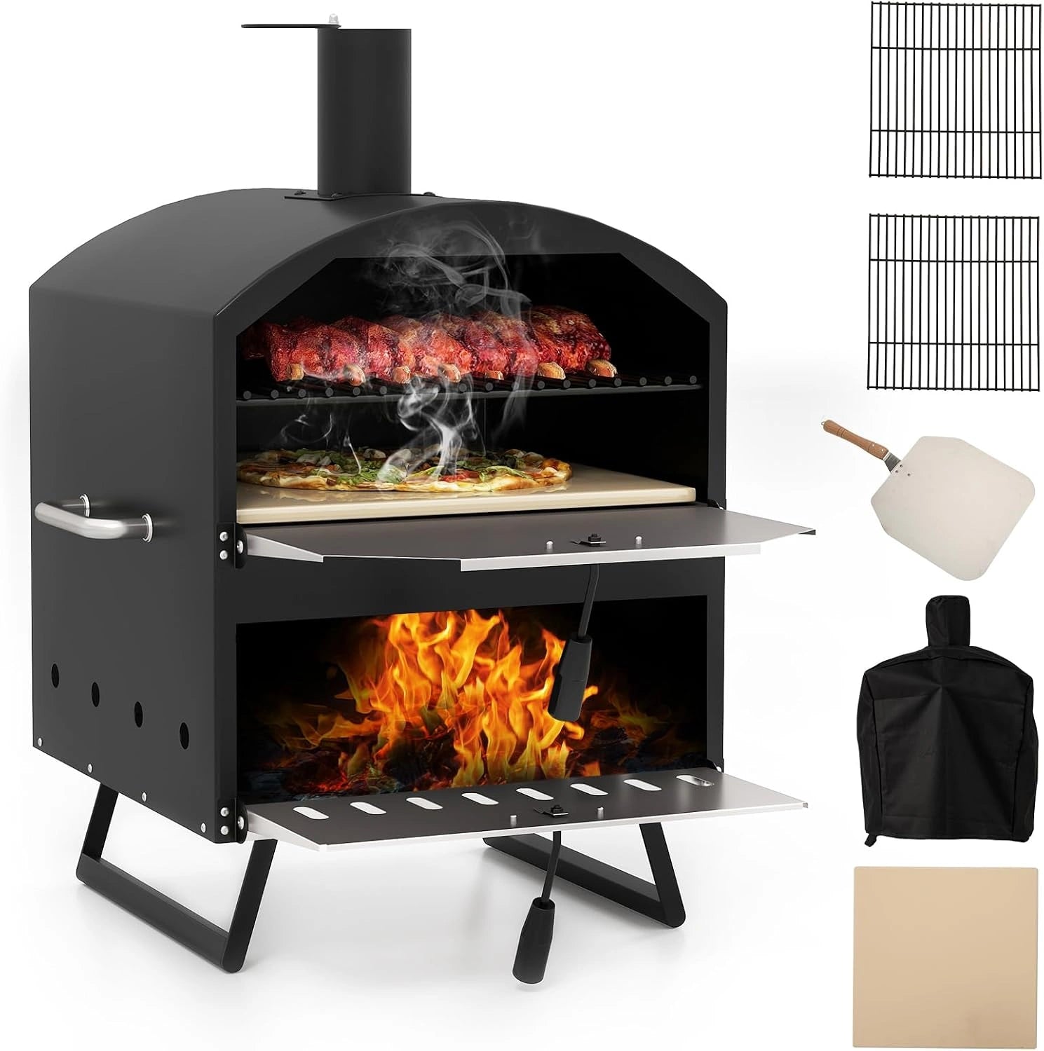 Four à Pizza Extérieur à Bois avec Accessoires Complets - 510°C