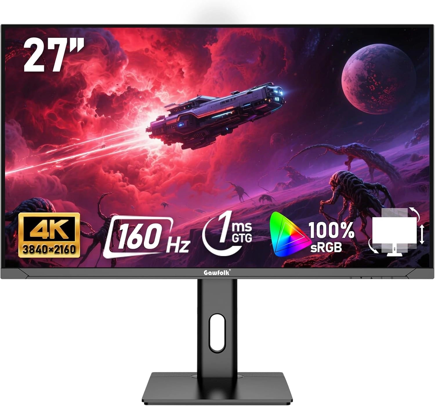 Moniteur de Jeu 4K UHD 27" 160Hz, Écran IPS 1ms avec FreeSync, Support VESA, HDMI 2.1 et DisplayPort
