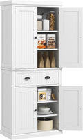 Buffet de Cuisine Moderne avec Rangements et Étagères Ajustables, Blanc - HOMCOM
