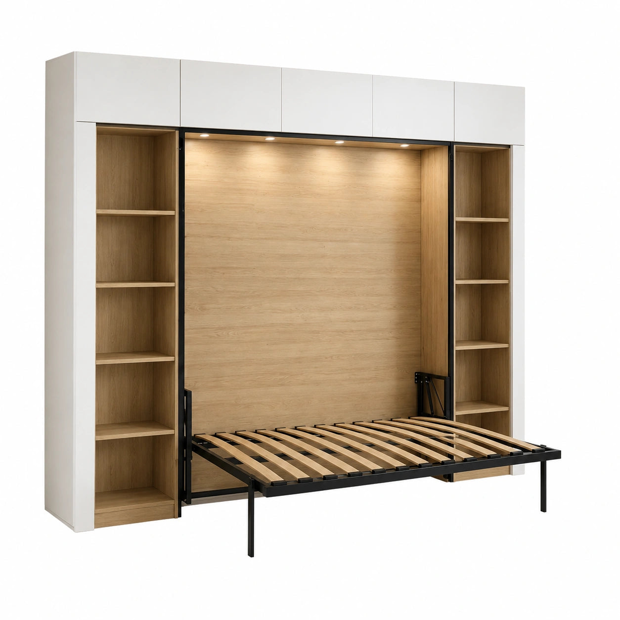 Lit escamotable horizontal gain de place, compatible modules et canapé