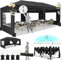 Pavillon pliable 3x6m, imperméable et stable, avec parois latérales et barres coupe-vent pour événements